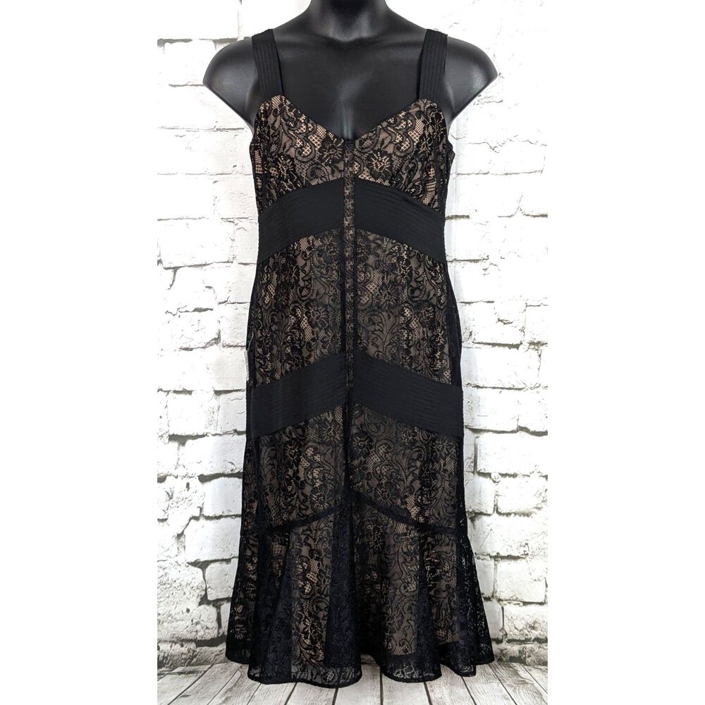 Ann Taylor LOFT Coquette Fairy Whimsygoth Lace Midi Slip Dress Black 10 NWT